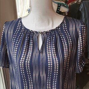 talbots Navy Patterned Women's Top